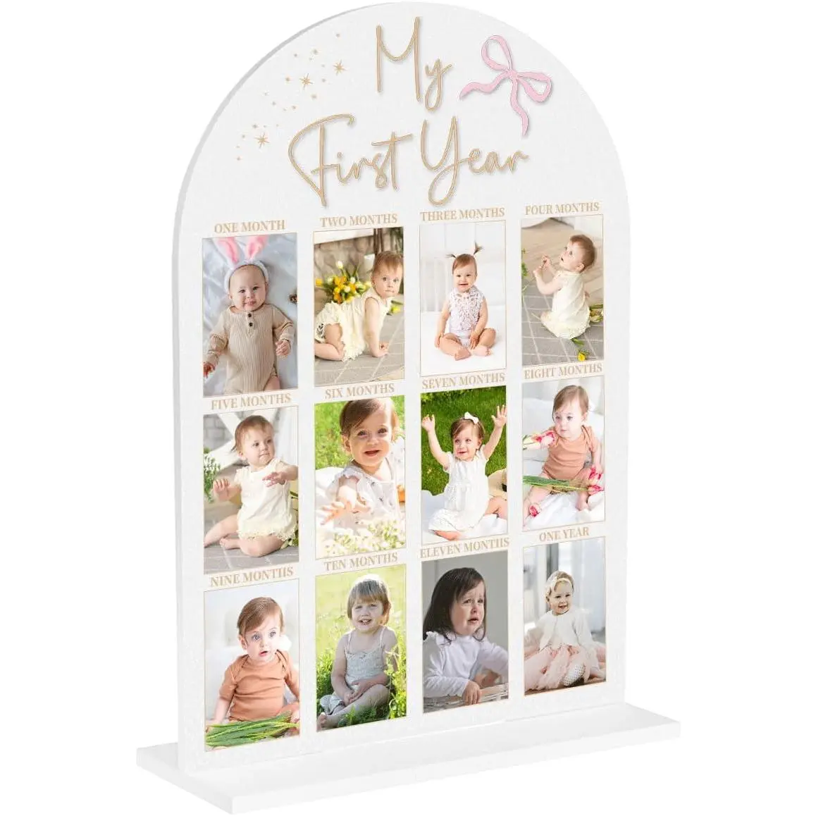 My First Year Photo Board Baby Milestone Signs One Year of Baby Photo Board, Best Babies Keepsake 10x14 Inches Acrylic Sign Decor Fits 2" x 3" Photo A20