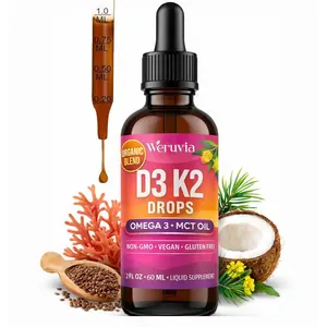 summervibes D3 K2 Liquid Drops for Fast Absorption + Omega 3 and MCT Oil | Daily Bone and Immune Support Organic Vitamin Eye Vitamin Supplement