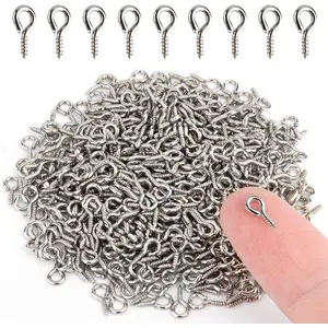 500PCS 4 x 8mm Small Screw Eye Pins for Jewelry Making, Mini Eyelets Threaded Clasps Hooks for Art DIY, Metal Hoop Peg/Bracelet Connectors