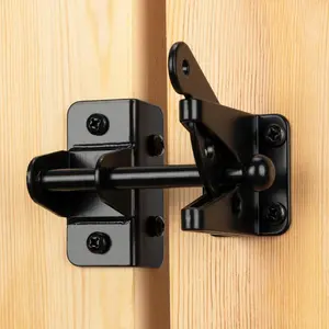 Self-Locking Heavy Duty Gate Latch for Wooden Fence Post Mount Automatic Gravity Lever Door Latch Secure for Pool Garden Shed Black Normal
