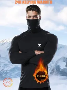 men'S Thermal Long Sleeve Shirt - Extreme Cold  Ready, Thick Insulated Base Layer for Skiing, Gym, Winter Sports - High Neck Turtleneck, Stretchy & Breathable Fabric  Performance Wear  Cold Weather Clothing, Winter Fitness Appare
