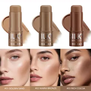 Langmanni Three-Color Contour Stick, Bronzing Sculpting Stick, Bronzer Contour, Sculpt & Brighten in One Stroke, Natural Highlight, No Powder Clogging, Perfect Makeup Finish!