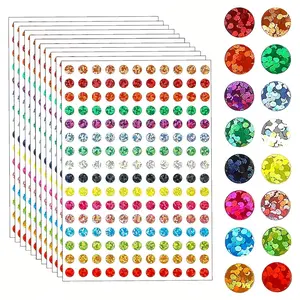 10 Sheets Colorful Round Dot Stickers - Glossy Vinyl Self-Adhesive Sparkling Dots for DIY Scrapbooking, Journals, Calendars, Crafts - Vibrant Assorted Colors, Journal Decoration, Craft Supplies, Artistic Embellishments
