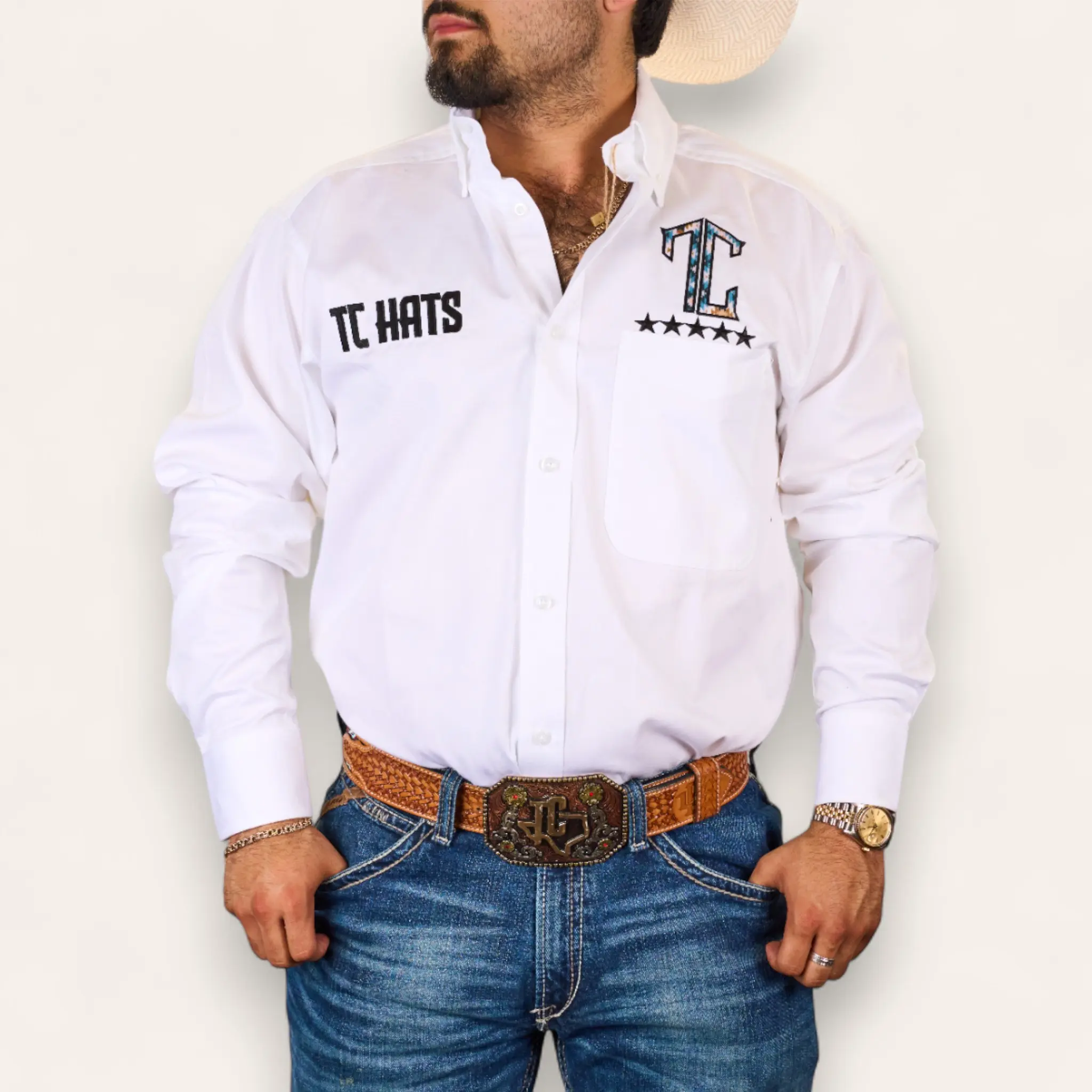 TC Hats - White Blue Aztec Graphic Trucker Hat