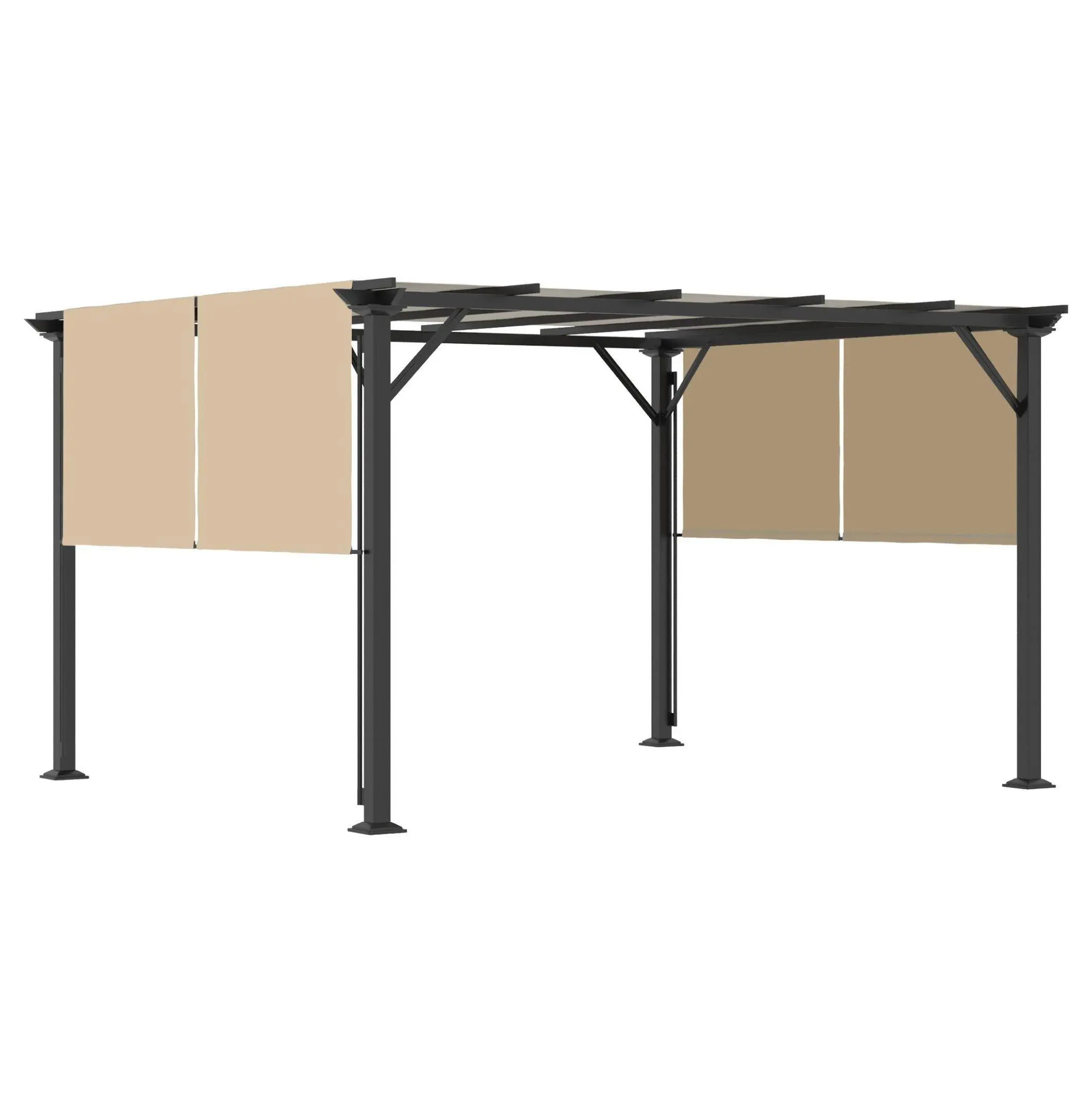 12x10 Retractable Pergola, Steel Frame Patio Canopy, UV Protection & Waterproof, Outdoor Garden Gazebo for Backyard, Beige