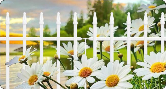 White Metal Garden Fence — 24" Wide x 24" High (Set of 5 Panels, 10 ft Total Length) — Decorative Folding Border Fence for Flowerbeds, Yard Landscaping, and Animal Barriers