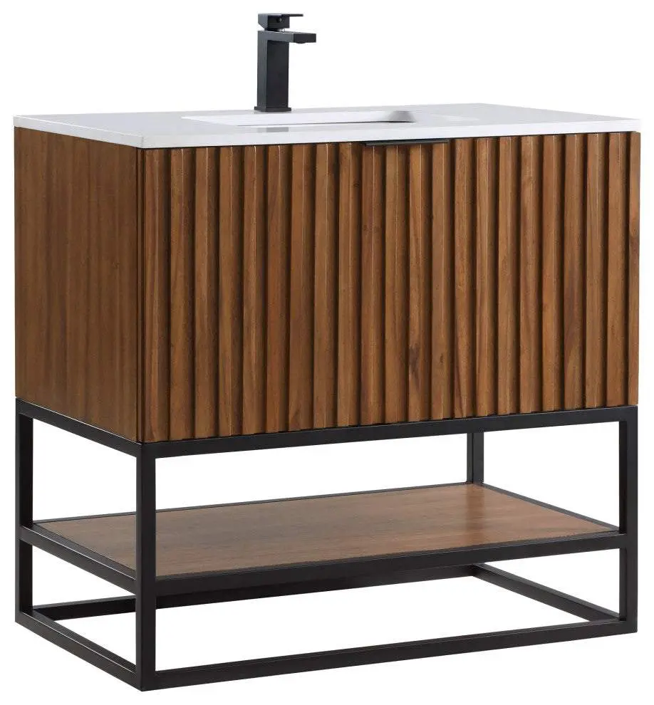 Terra 36" Single Bathroom Vanity in Walnut and Matte Black
