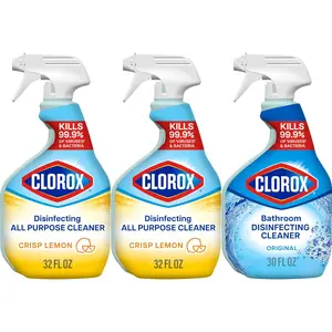 Clorox Disinfecting Cleaner Pack of 3 – 32 oz All-Purpose Cleaner & 30 oz Bathroom Cleaner, Household Cleaning Spray Set for Kitchen, Bathroom & Home Surfaces