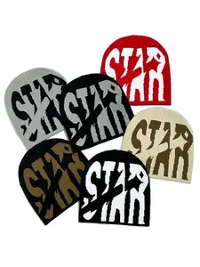 Unisex Y2K Jacquard Knit Beanie Hat, Letter Design Trendy Streetwear Style, Outdoor Sport Warm Winter Cap for Fall & Winter Seasons