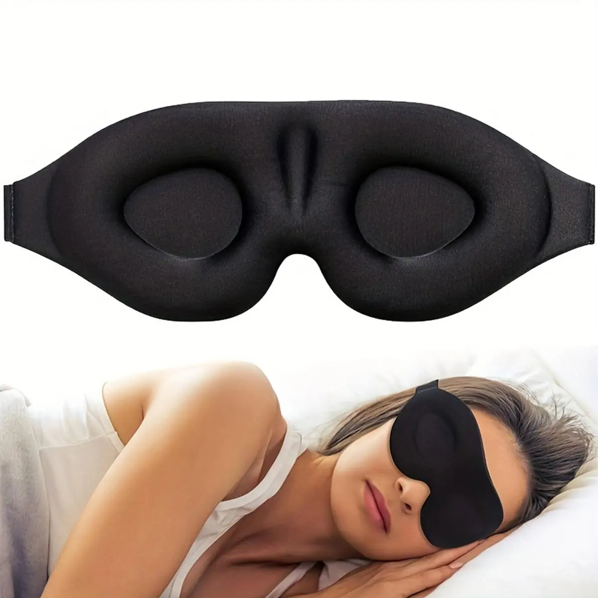 3D Sleep Eye Mask, Adjustable Breathable Soft Lightweight Light-Blocking Eye Cover, Sleeping Mask for Travel, Airplane, Office and Home