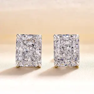Maxine Classic 4.0ct Radiant Cut Women's Stud Earrings,5A Cubic Zirconia Earrings,Anniversary Earrings for Women