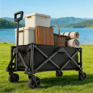 Foldable Wagon Cart,  Collapsible Design, Big All-Terrain Beach Wheels, Portable Camping Cart for Shopping,Sports,Picnic,Fishing