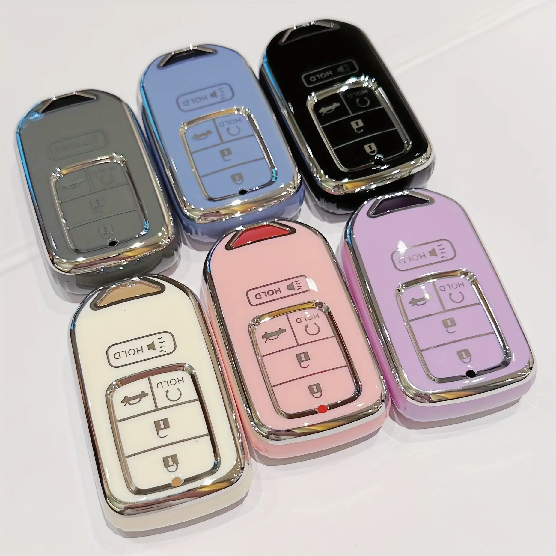 TPU Key Fob Cover Case Shell for Honda Accord Civic CR-V Pilot Ridgeline Odyssey Passport - Japanese Model Remote Key Protection Car Accessory Pink