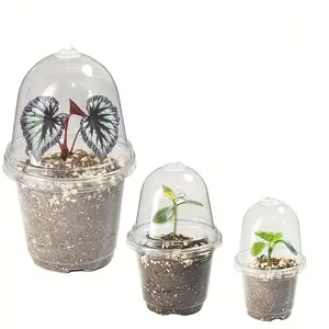 15/30 Sets of 3.5-4/5-Inch Transparent/ Moisturizing Flowerpots with Covers, Thicken & Harden Pot for Seed Sowing & Cutting Roots