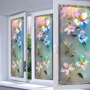 Beautiful Glass Static Decal, Pattern Decoration, PVC Adhesive Window & Door Decor, Removable and Reusable, Size 17.7x39.3 Inches