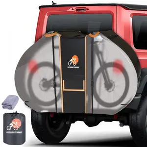 HOMEYA Bike Cover for Transport On Rack, Bicycle Cover Outdoor Storage Waterproof for Transport 1 / 2 / 3 Bikes on Car Rear, with Two Elastic Straps and License Plate Window, Visible Tail Lights
