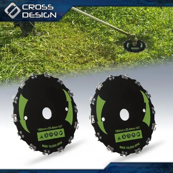 CROSSDESIGN 2pcs 7" Chainsaw Tooth Cutting Brush Blades, Garden Lawn Equipment Accessories, Compatible with Bush Cutter, Weed Eater, Trimmer Head