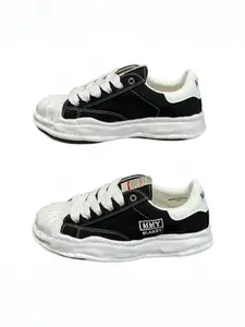 Irregular Thick Sole Shell Toe Sneakers, Chunky Laces, Casual Sport Shoes, Medium Width, Low Top, Textile Upper, All Seasons