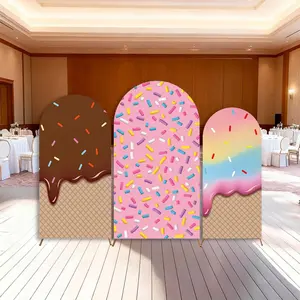 15-day Delivery Ice Cream Birthday Backdrop Arch Cover Sweet Donuts Baby Girl Party Summer Decor