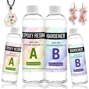 Epoxy Resin Kit 240ML/8.12oz & 500ML/16.91oz, Perfect for Art Jewelry Handmade Crafts Glass Cups, DIY Craft Supplies