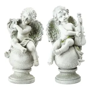 Northlight 14.75" White Cherub Angels Statues -Set of 2
