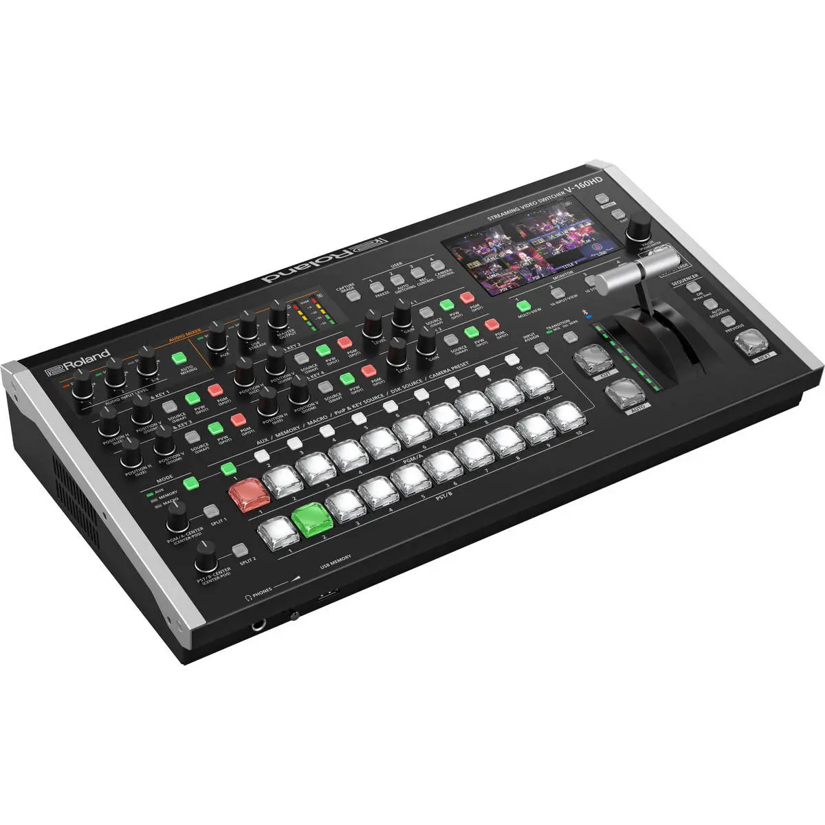 Roland V-160HD Digital Streaming Video Switcher Mixer - SDI-HDMI Connection, Audio Support, Remote Control Functionality, Recording Capability, Mobile Compatibility