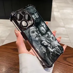 Multi-color Christ Jesus Pattern Mobile Protective Phone Case for For Samsung Galaxy 22 23 24 25 Ultra 5G iPhone 17 ProMax Air 16 Plus 15 Pro Max 14 13 12 11 Luxury Protection Shockproof Cellphone Cover