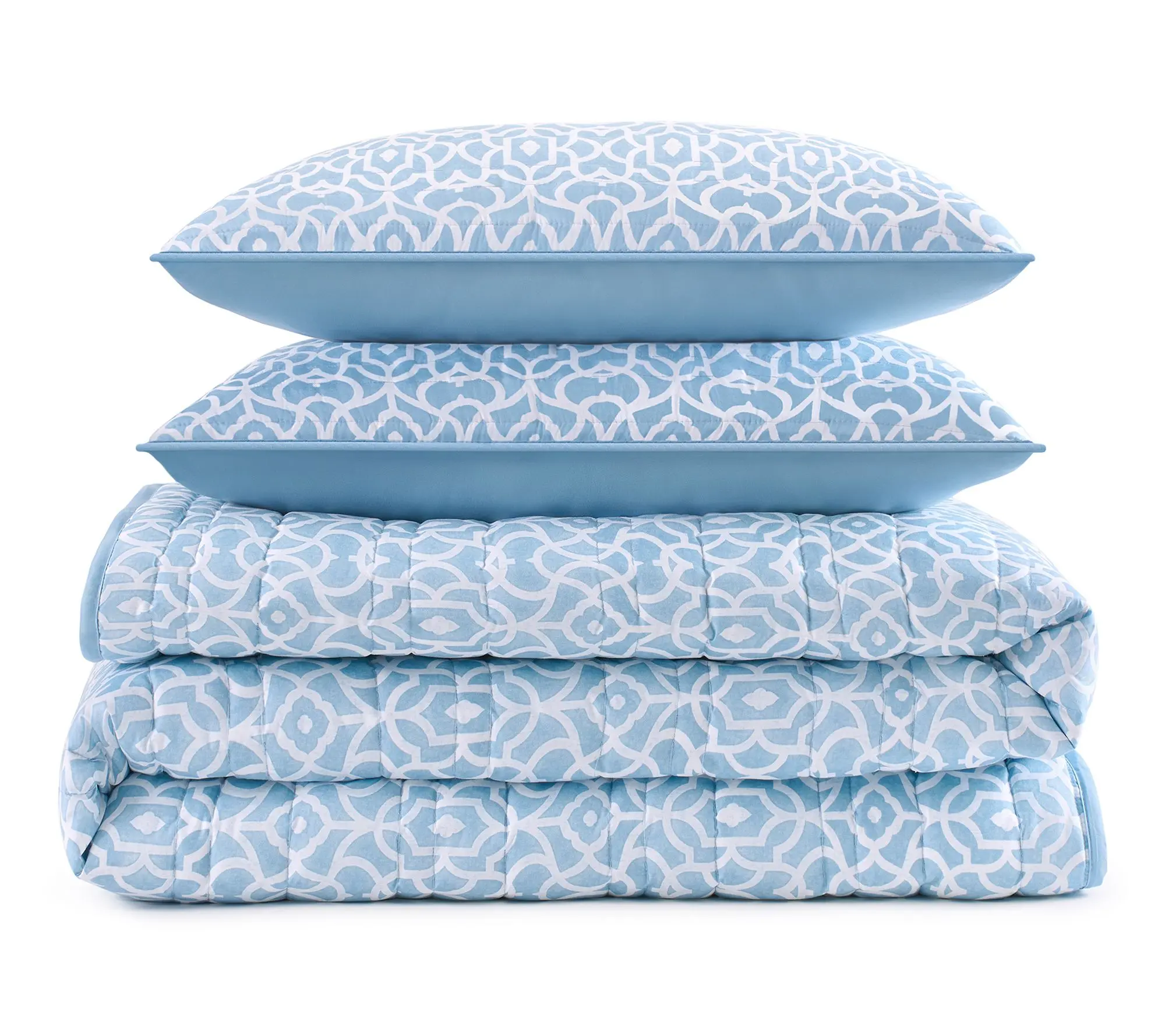 Waverly Kaidyn Microfiber 3PC Quilt Set-King Blue