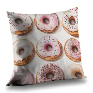 MWW C1PC2020VOI5GA 20 x 20 in. Donuts Pink Polyester Twill Throw Pillow - Cozy Home Decor Accent