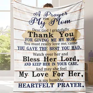 For Mother's Day Religious "A Prayer For My Mom" Blanket,Rustic Wood Cross Soft Throw, Best Gift for Mom for Birthday/Mother's Day,Birthday Gifts for Mom from Daughter, Son Birthday Presents for Moms Suitable for use in sofas, and travel settings