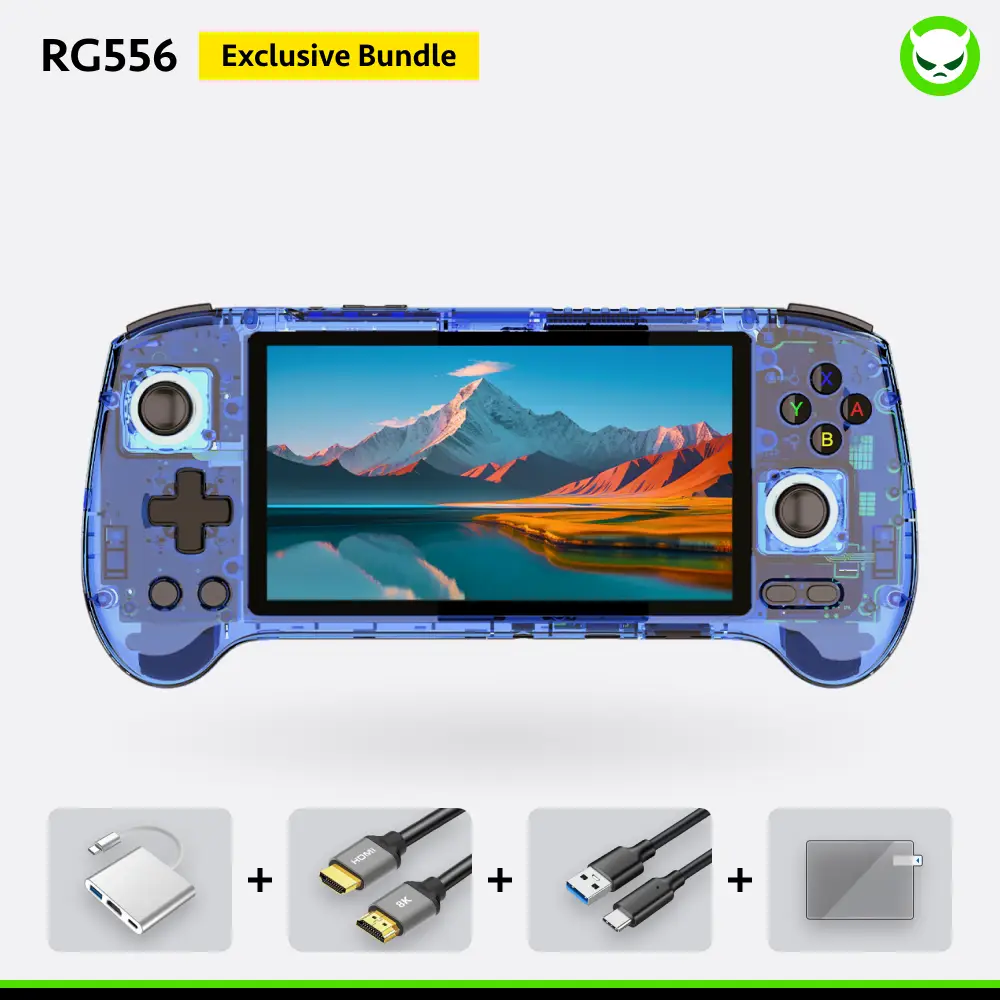 【 Luxury Package】RG556【Buy 1 Get 1 HDMI Cable(8K) +1 Multi-Port Adapter+1 Type-C Cable】Handheld Game Console Android 13 5.48-inch AMOLED Touch Screen