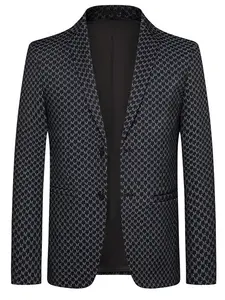 Men's Houndstooth Button Front Blazer, Slim-Fitting Long Sleeve Jacket, Casual Business Party Commute Wear, Work Office Suit, Classic Suit, All Seasons Fashion, Menswear