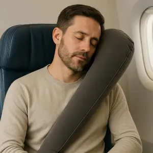 Compact Sleeping Pillow for Flights, Cars, and Office Naps | Inflatable Travel Pillow for Airplanes | Transportable Neck & Head Support Pillow