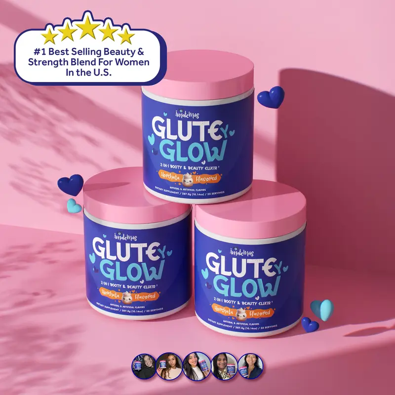 AMATEMAS Women's 3-Pack GluteyGlow 2-in-1 Powder Cinnamon Beauty Supplement, Biotin Vitamin Dietary Elixir with Antioxidant for Hair, Skin Care & Horchata-Flavored Edible Creatine