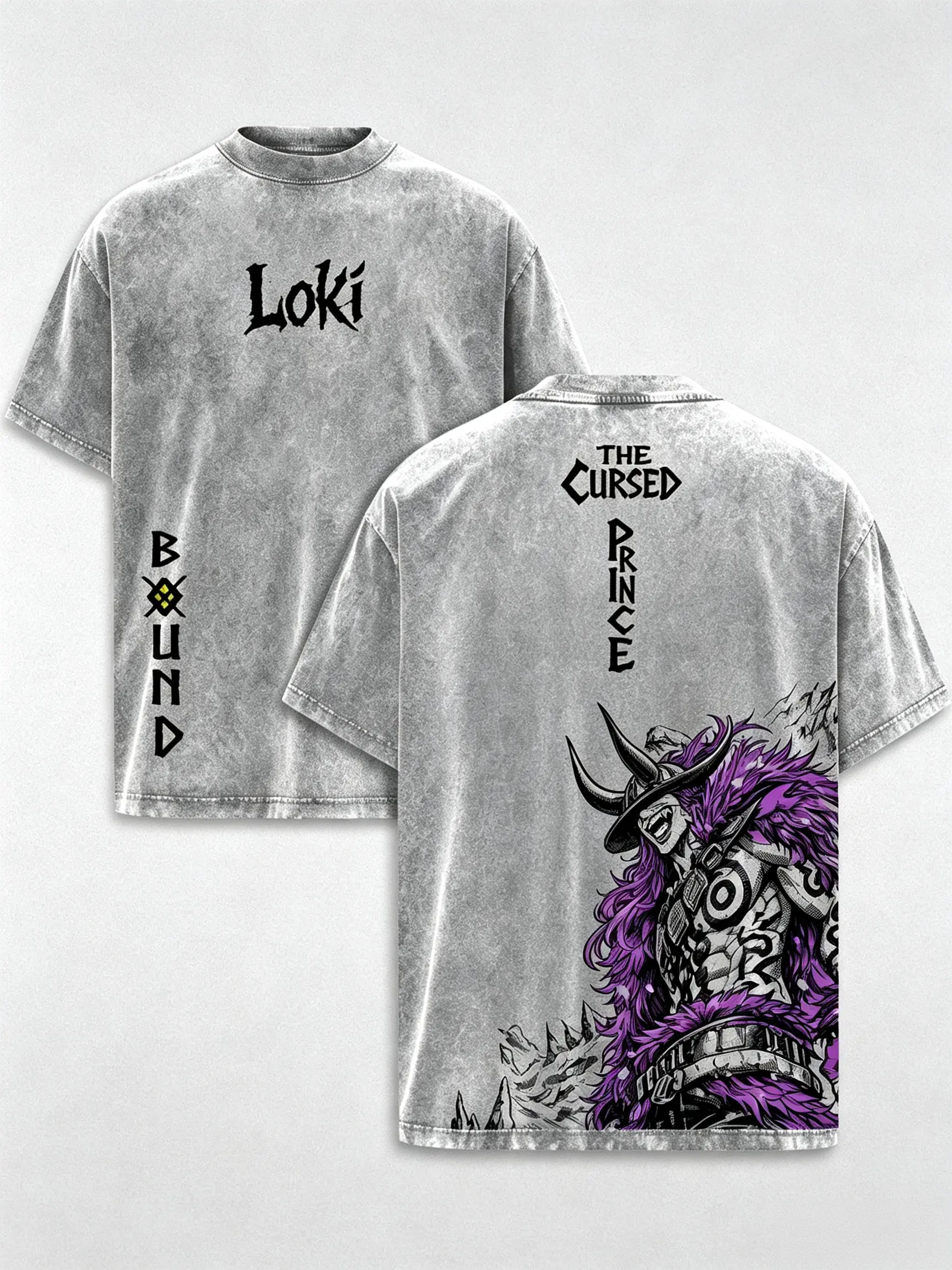 Men's Loki Washed Graphic T-Shirt - 1 Piece Elbaf Giant Prince Manga Double Print, Heavy Cotton Unisex Oversize Short-Sleeve Vintage Streetwear High Street Tee,unisex top tee，s day shirt，gift shirt,casual streetwear top gift crewneck