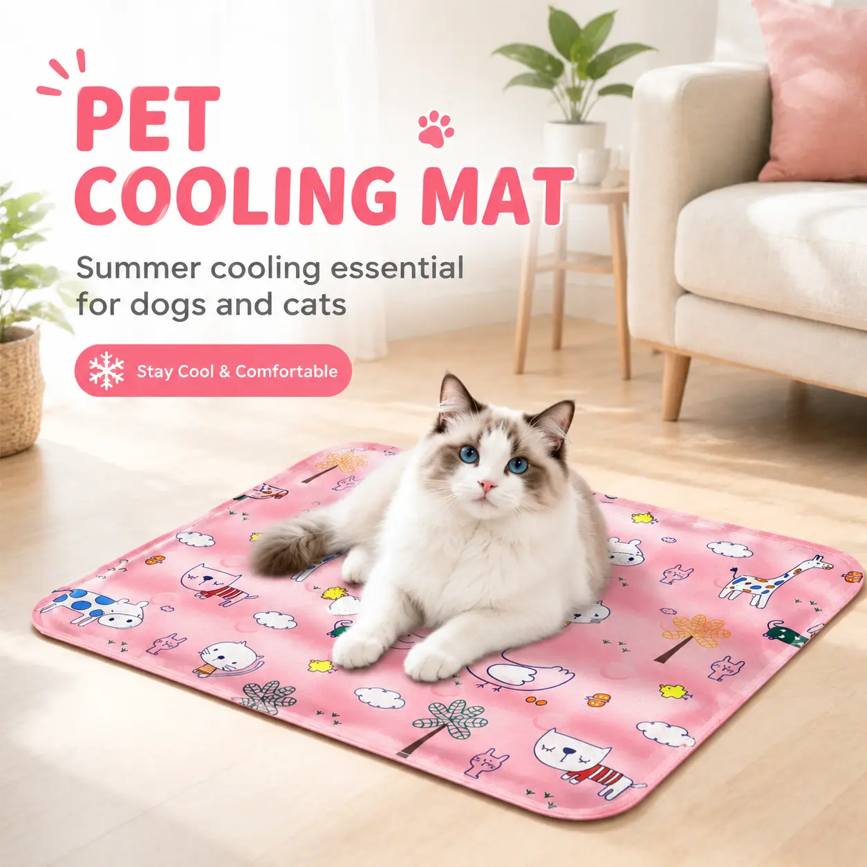 Water Filled Pet Cooling Mat, Cool Pet Pad, Reusable Thick Anti Scratch Cool Pad with Large Water Filling Port, Summer Physical Cooling Bed for Dogs Cats, Indoor Home Use Sofa Car Indoor Outdoor Mat