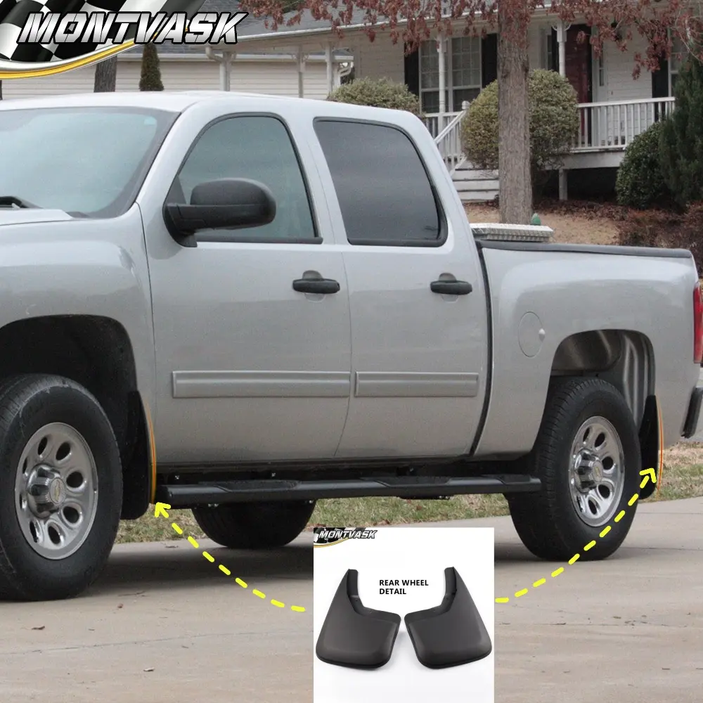CROSSDESIGN Molded Rear Mud Flaps & Splash Guards, 2Pcs Black Automotive Truck Protector, Car Exterior Accessories Compatible with 2014-2016 Silverado, Mud Flap Flaps Splash Guards