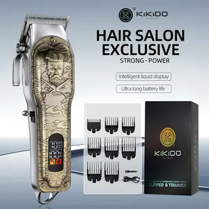 Kikido Professional Hair Clipper for Men, Salon Barber Cordless Hair Trimmer, Rechargeable LCD Display Strong Power with 10 Guide Combs Kit