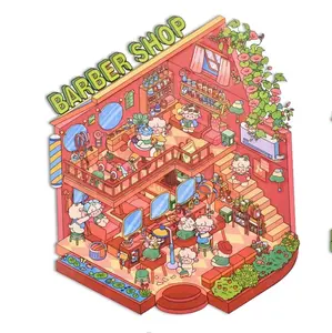 Snycler DIY 3D House Sticker Kit - 3D Cartoon Scene Miniature Stickers for Adults & Kids, Fun Room Decor, Stress Relief, Creative Wall Art, Home Decoration（Shops），Ship From China