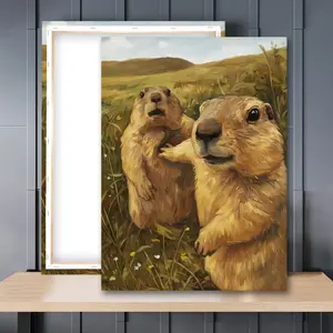 1pc Wooden Framed, Funny Marmot Poster, Artwork Funny Animal Wall Art Canvas Painting, Quirky Animal Print, Vintage Art Poster Print Wall Pictures, Ideal For Bathroom, Bedroom, Office, Living Room, Wall, Room, Home Decoration