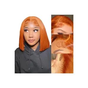 Bob wig orange straight full frontal transparent