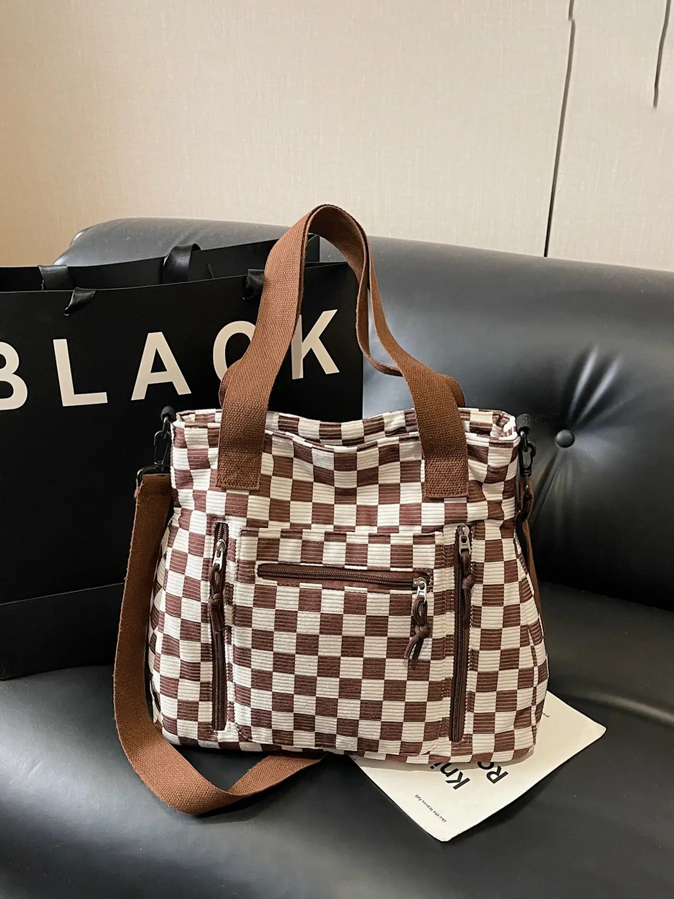 Women's Fashionable Casual Plaid Pattern Shoulder Bag, Perfect for Commuting, Shopping & Daily Use, Spacious Versatile Crossbody Bag for Women, Fashion Tote Bag, Everyday Commuter Bag