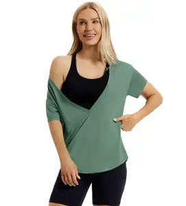 MAGCOMSEN Reversible Deep V-Neck T Shirts for Women Summer Casual Short Sleeve Sexy Tops Lightweight Loose Fit Basic Tees for Gym Workout