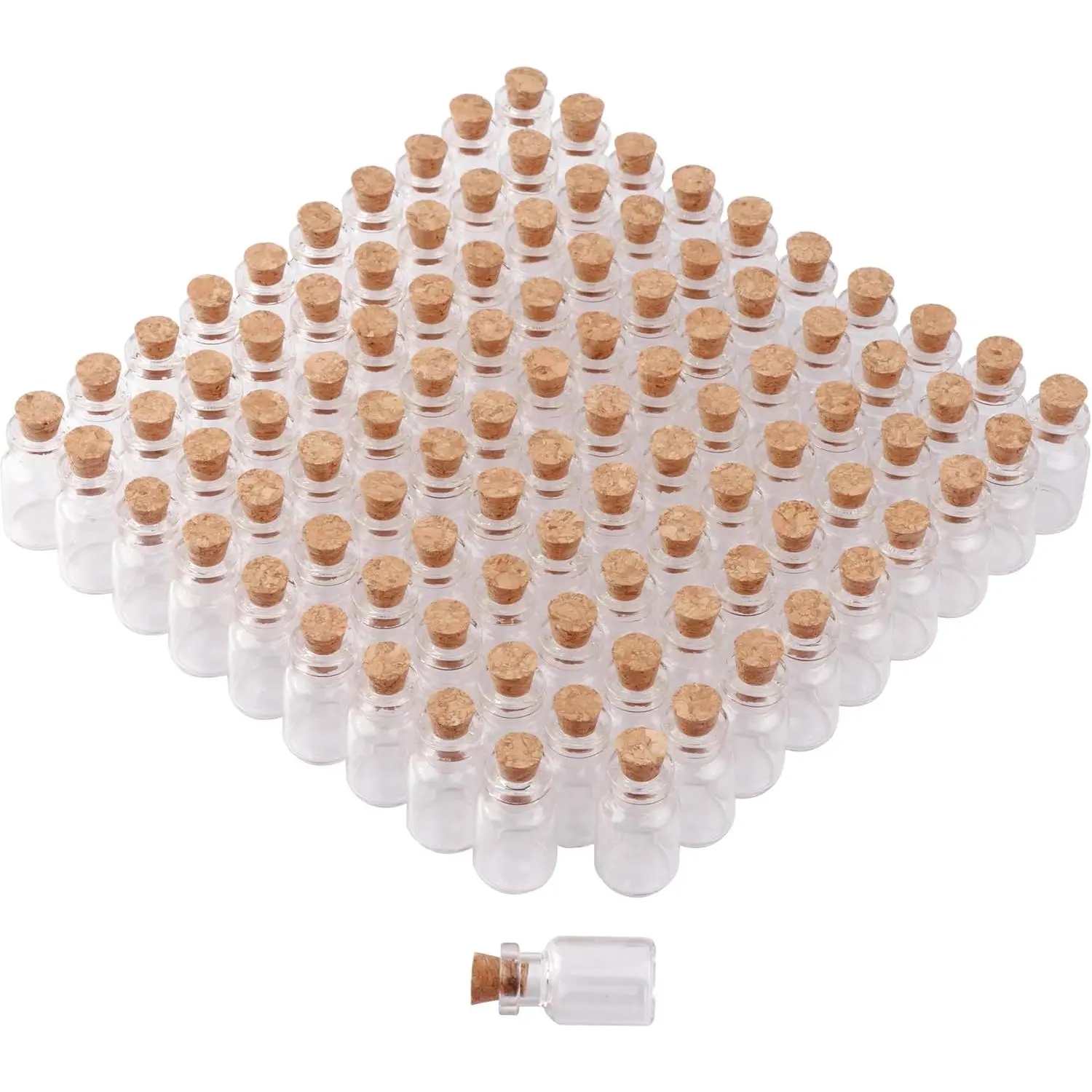 100 count 2ml Mini  Clear Glass Jars with Cork Stoppers Small Glass Bottles  Vials for Arts Crafts DIY Projects Wedding Party Favors