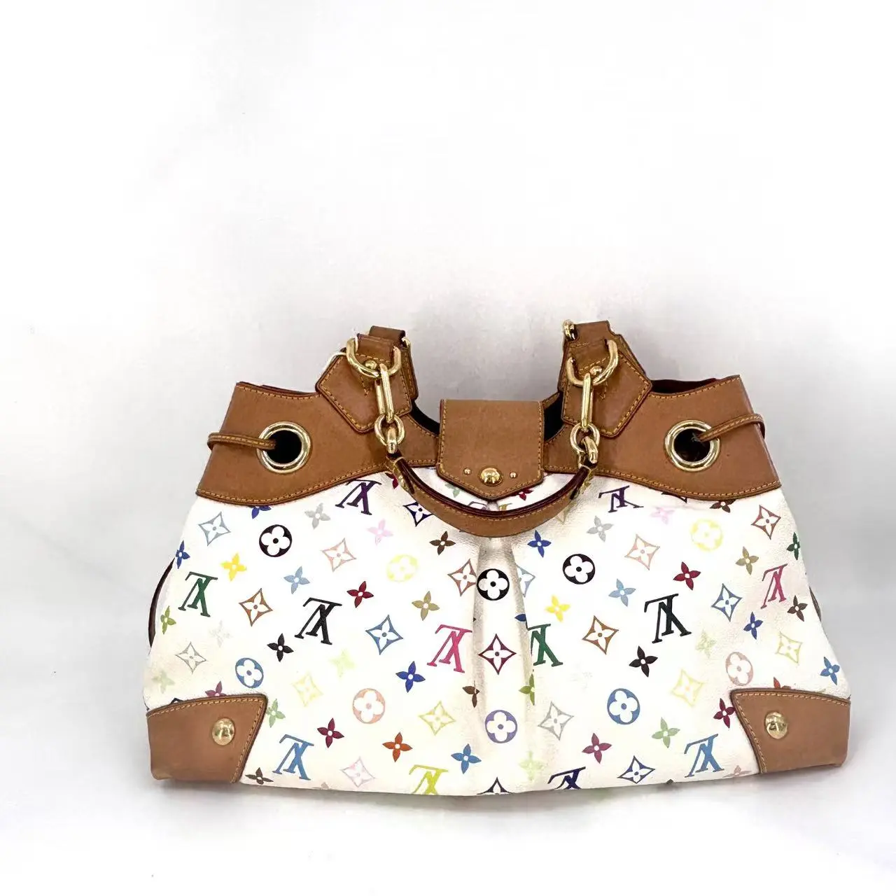 Pre-owned Louis Vuitton Canvas Tote Bags Pre loved Vintage Ursula White Multicolore Murakami Shoulder Tote Bag B00261