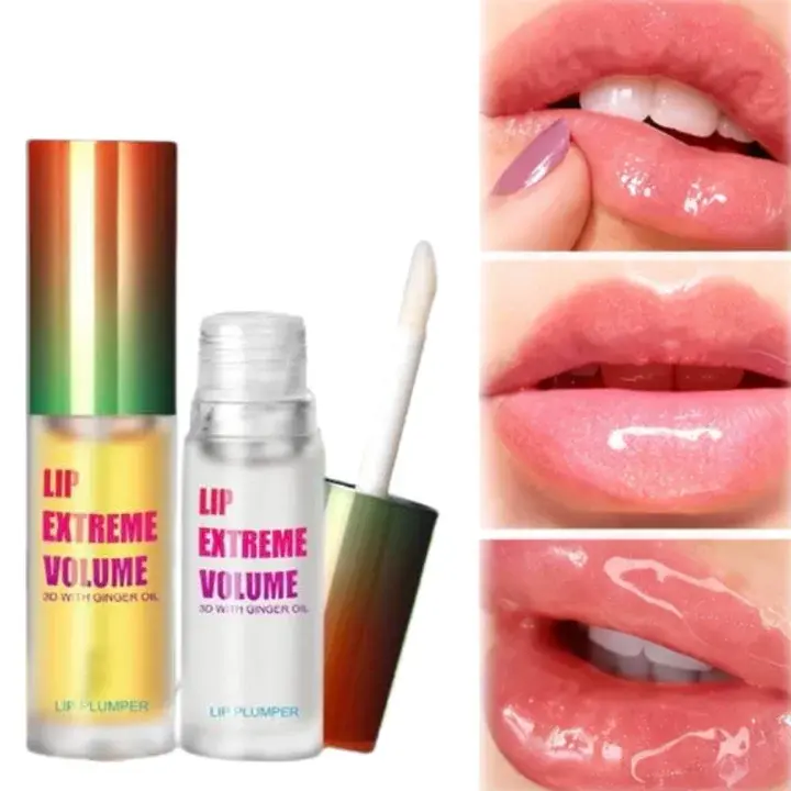 1/2 Pcs Long-Lasting Lip Plumper Oil Serum with Ginger Extract, Instant Volumizing Lip Essence, Hydrating & Elasticity-Boosting Lip Care Oil, Helps Smooth Fine Lines, Moisturizing Juicy Glossy Lip Treatment for Fuller-Looking Lips