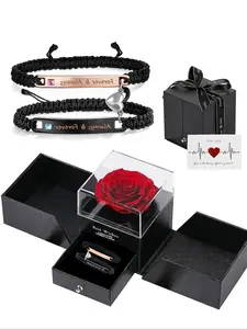 Valentine's Day Gift Set, Personalized Couple Bracelets, Promise Bangle, Attractive Relationship Band, Unisex Jewelry, Anniversary Present