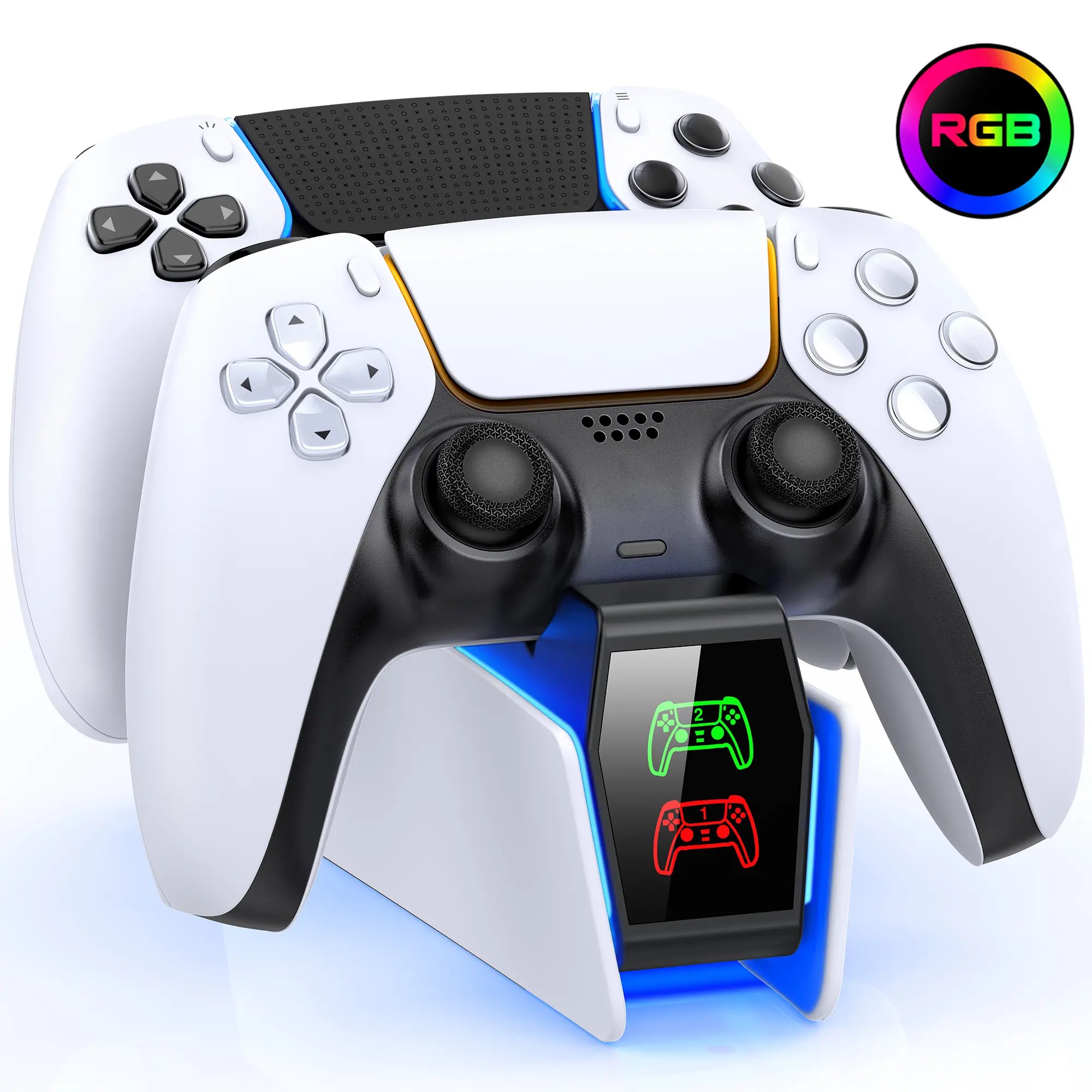 Wireless Game Controller Charging Station for PS5 Playstation5 DualSense, Dual-Stand Dock with LED Light, Console Accessories
