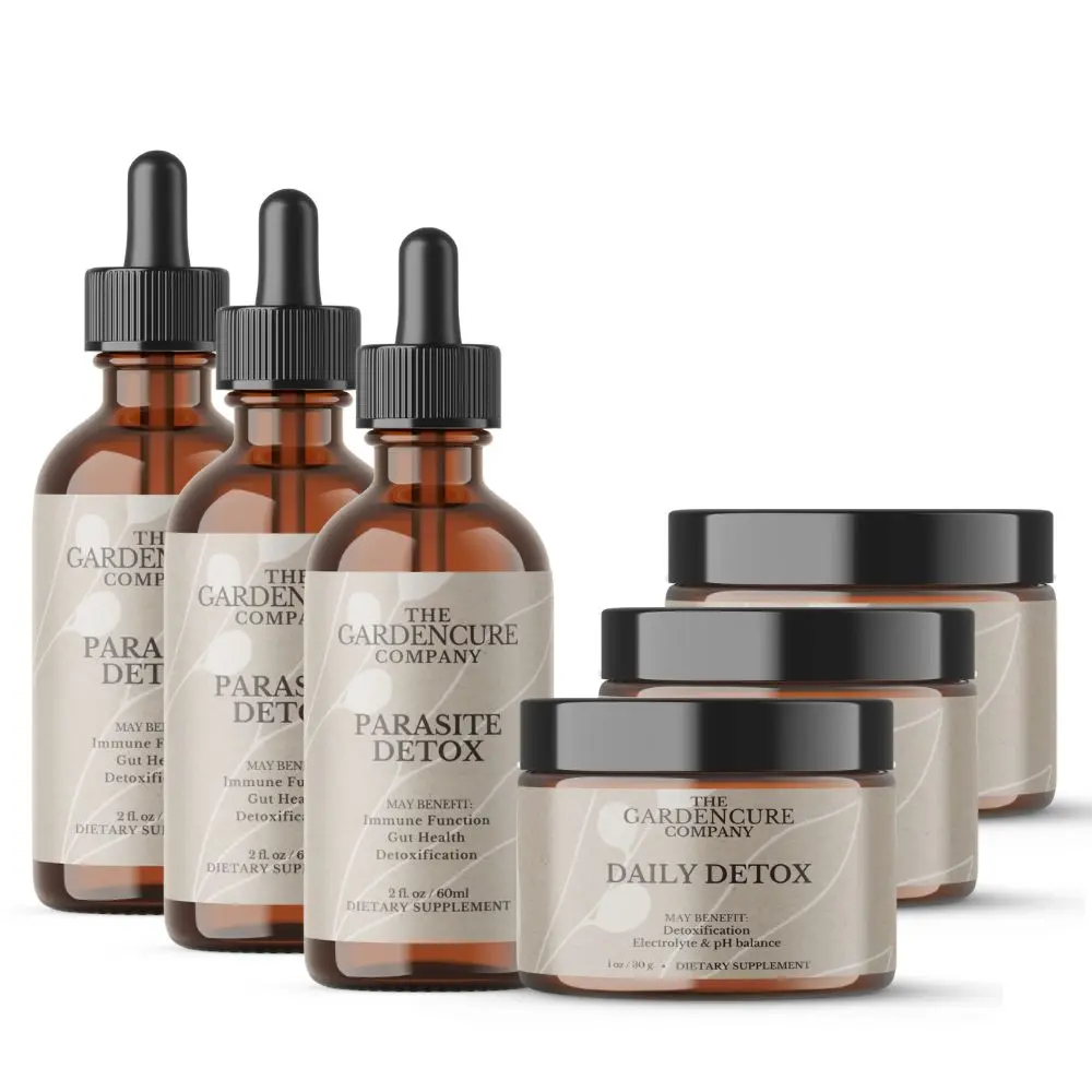 The Garden Cure Company Parasite Cleanse Detox Kit (Full 90-Day Cleanse) | Gut Health & Candida Support | Zeolite Fulvic Acid Binder | Black Walnut, Wormwood, Clove | Natural Herbal Supplement