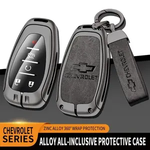 Leather Zinc Alloy Car Key Case Cover, Tpu Shell for Chevrolet Cruze Spark Sonic Camaro Volt Bolt Trax Malibu Onix Equinox Orlando Blazer Traverse